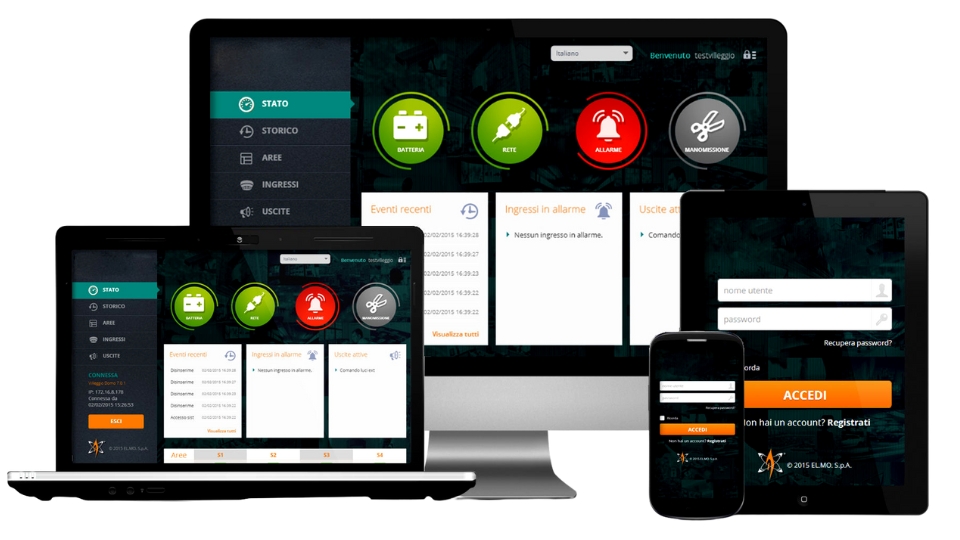 Controllo dei sistemi di sicurezza da pc, tablet e smartphone